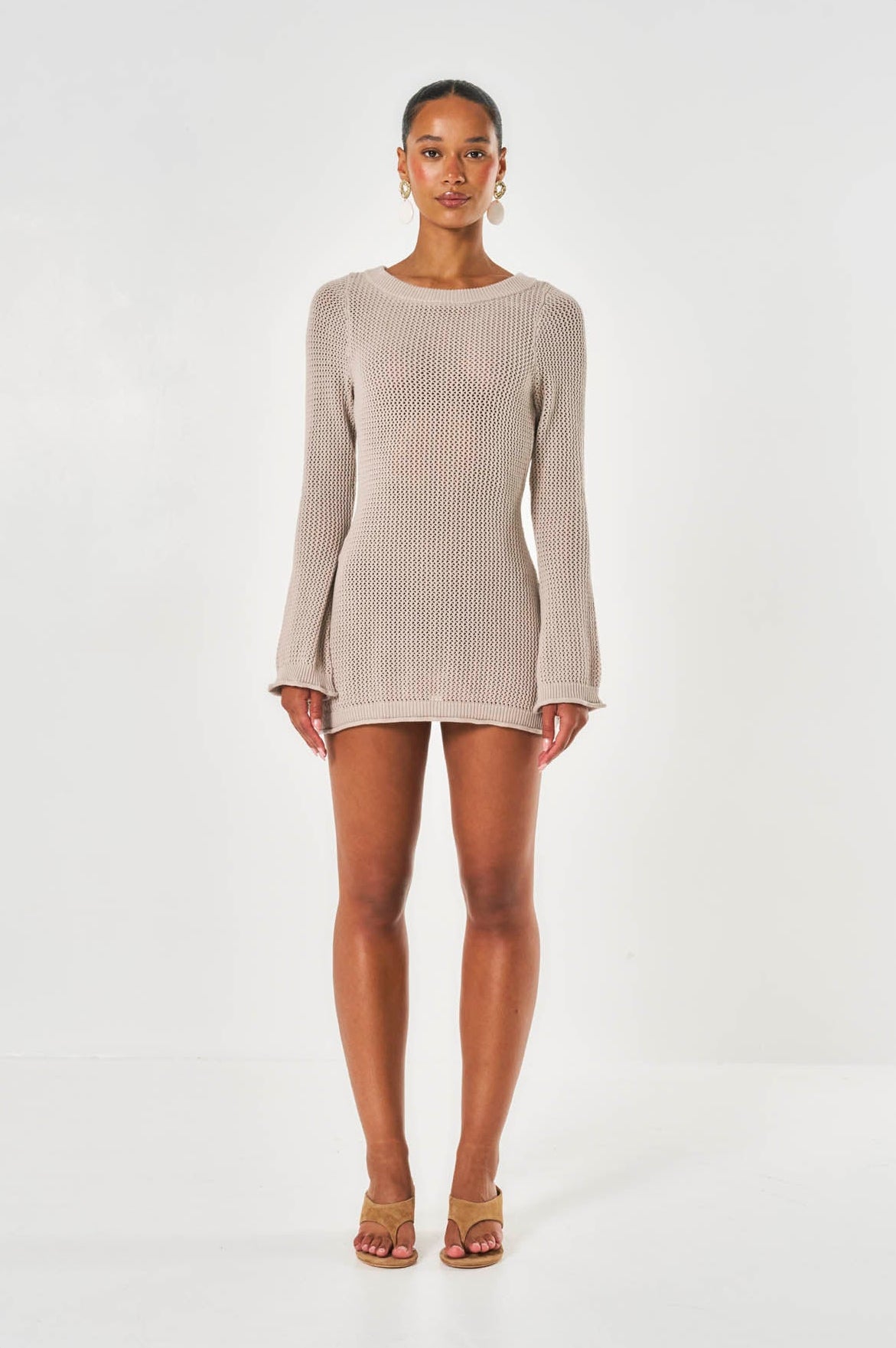 Esme Crochet Mini Dress - Taupe