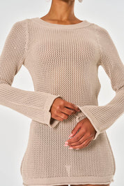 Esme Crochet Mini Dress - Taupe