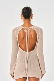 Esme Crochet Mini Dress - Taupe
