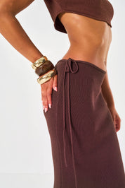 Ivy Tie Side Skirt - Brown
