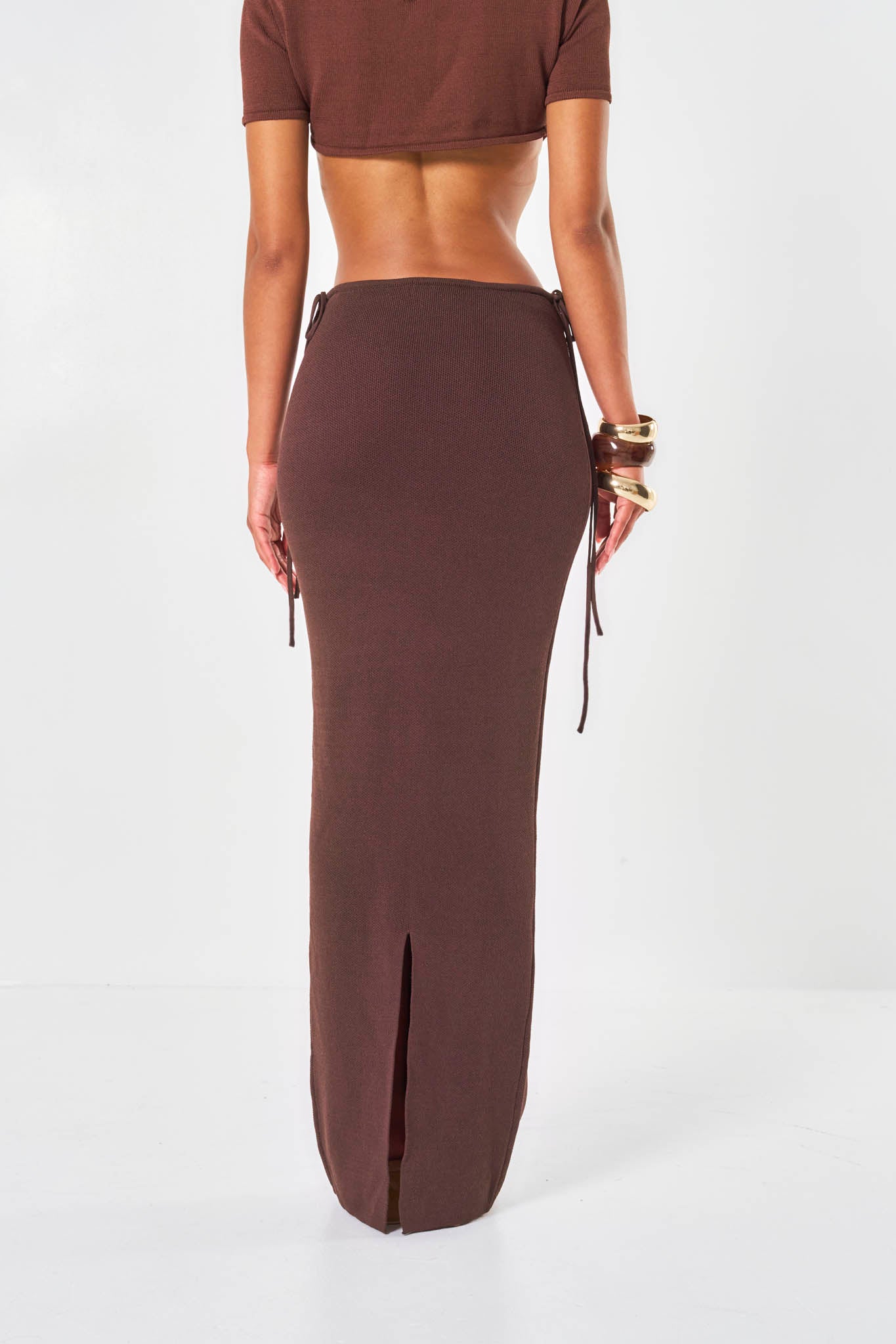 Ivy Tie Side Skirt - Brown