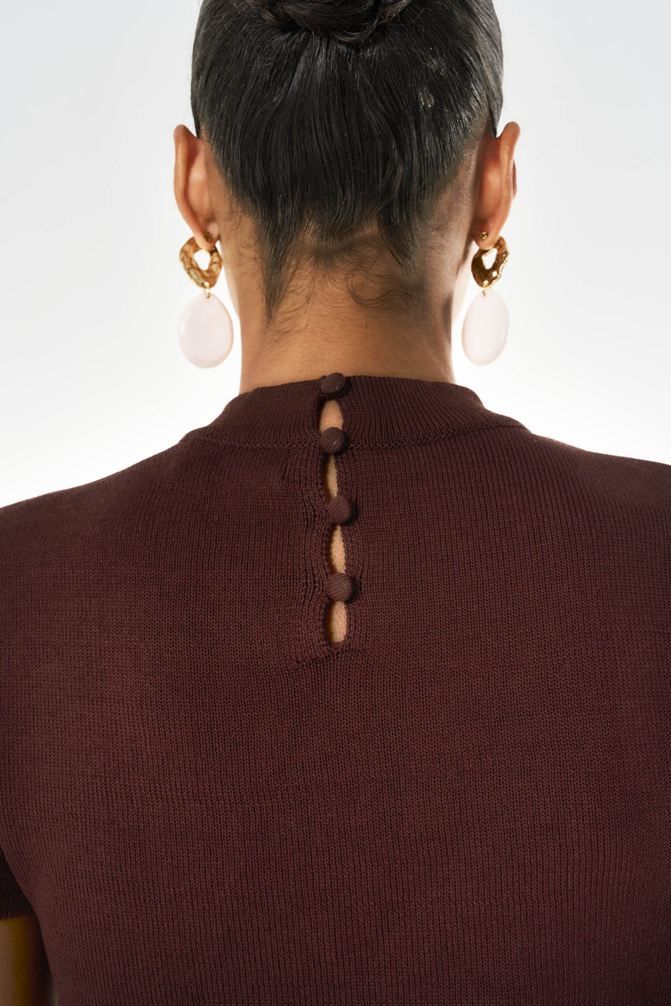 Ivy Cropped Mock Neck Top - Brown