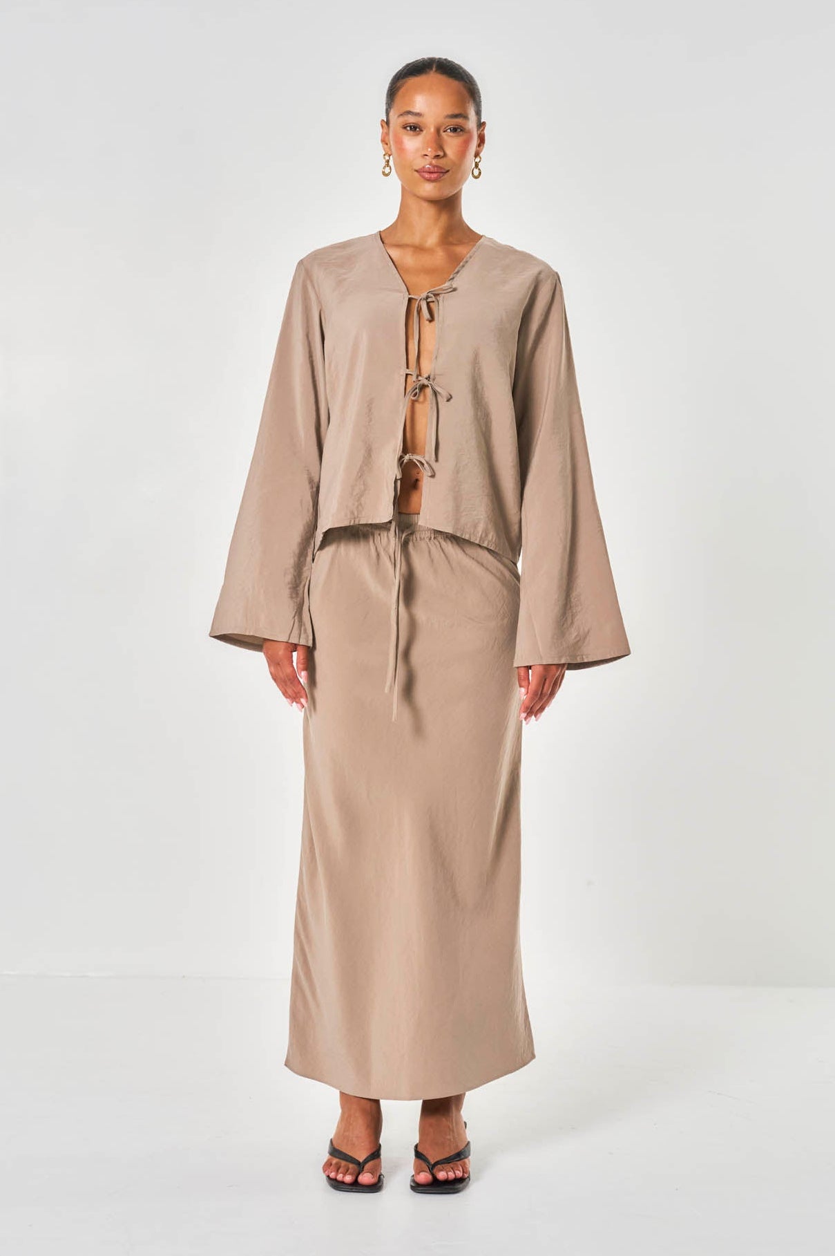 Lila Modal Bias Skirt - Taupe