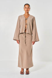 Lila Modal Bias Skirt - Taupe