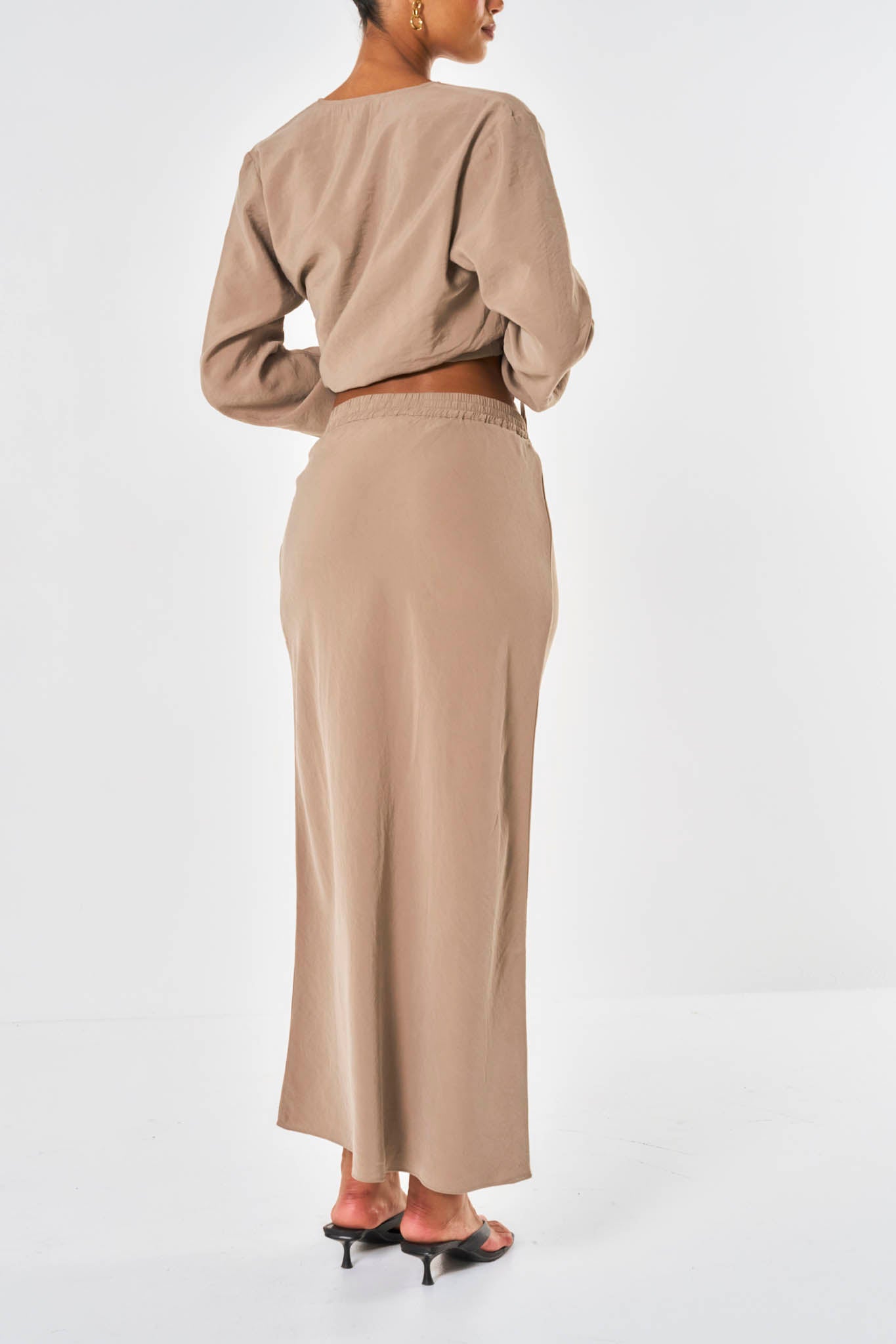 Lila Modal Bias Skirt - Taupe