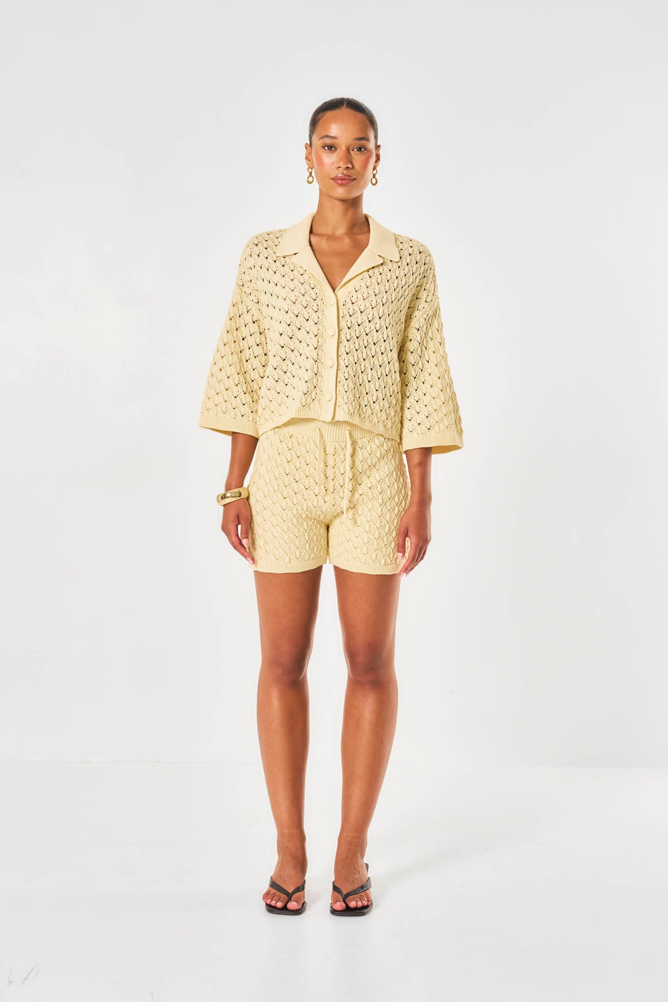Arabella Crochet Shirt - Yellow