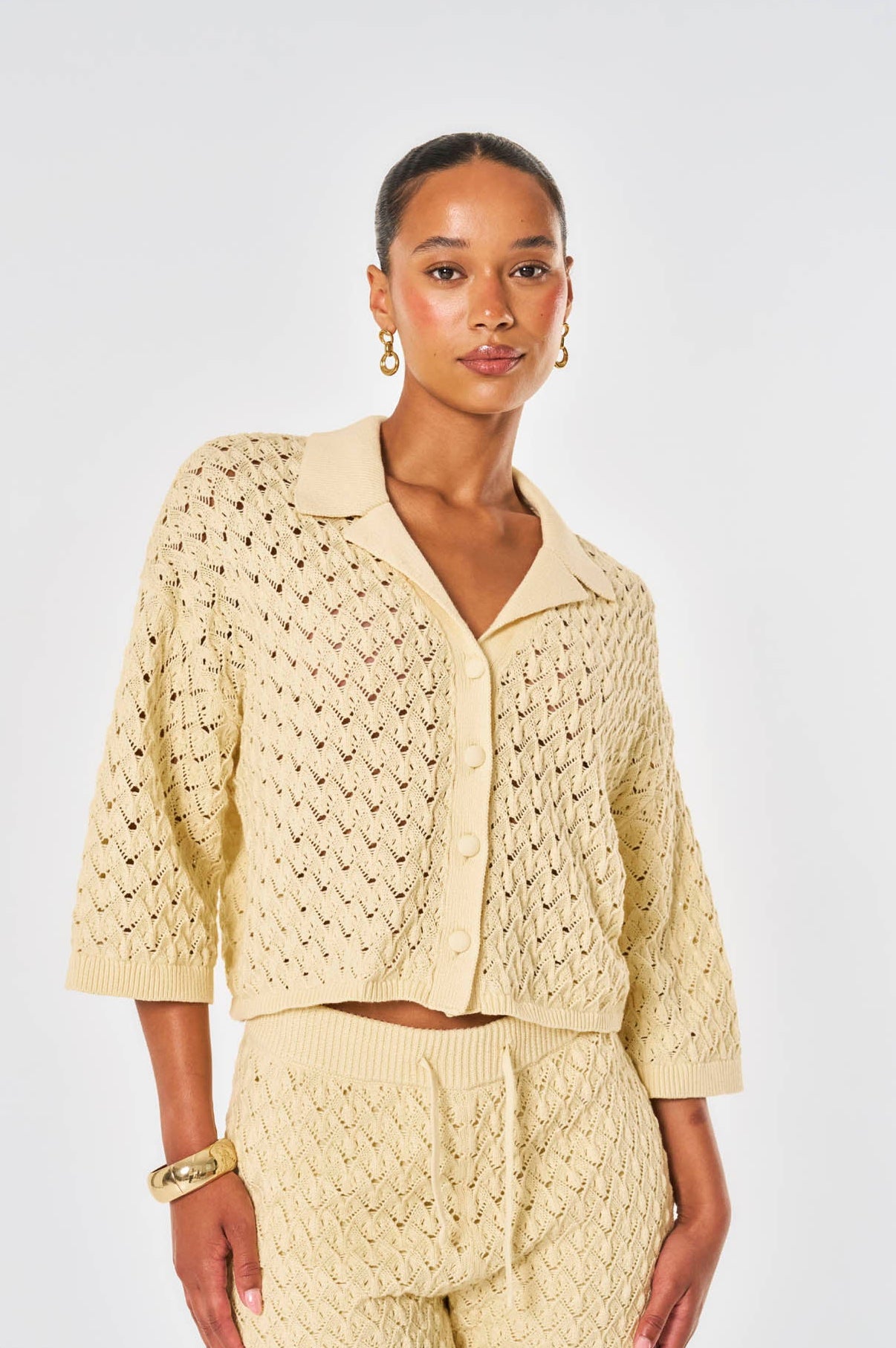 Arabella Crochet Shirt - Yellow