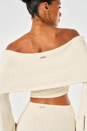 Clara Knitted Bardot Top - Off White