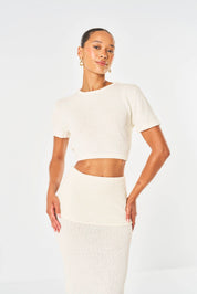 Clara Knit Open Back Top - Off White