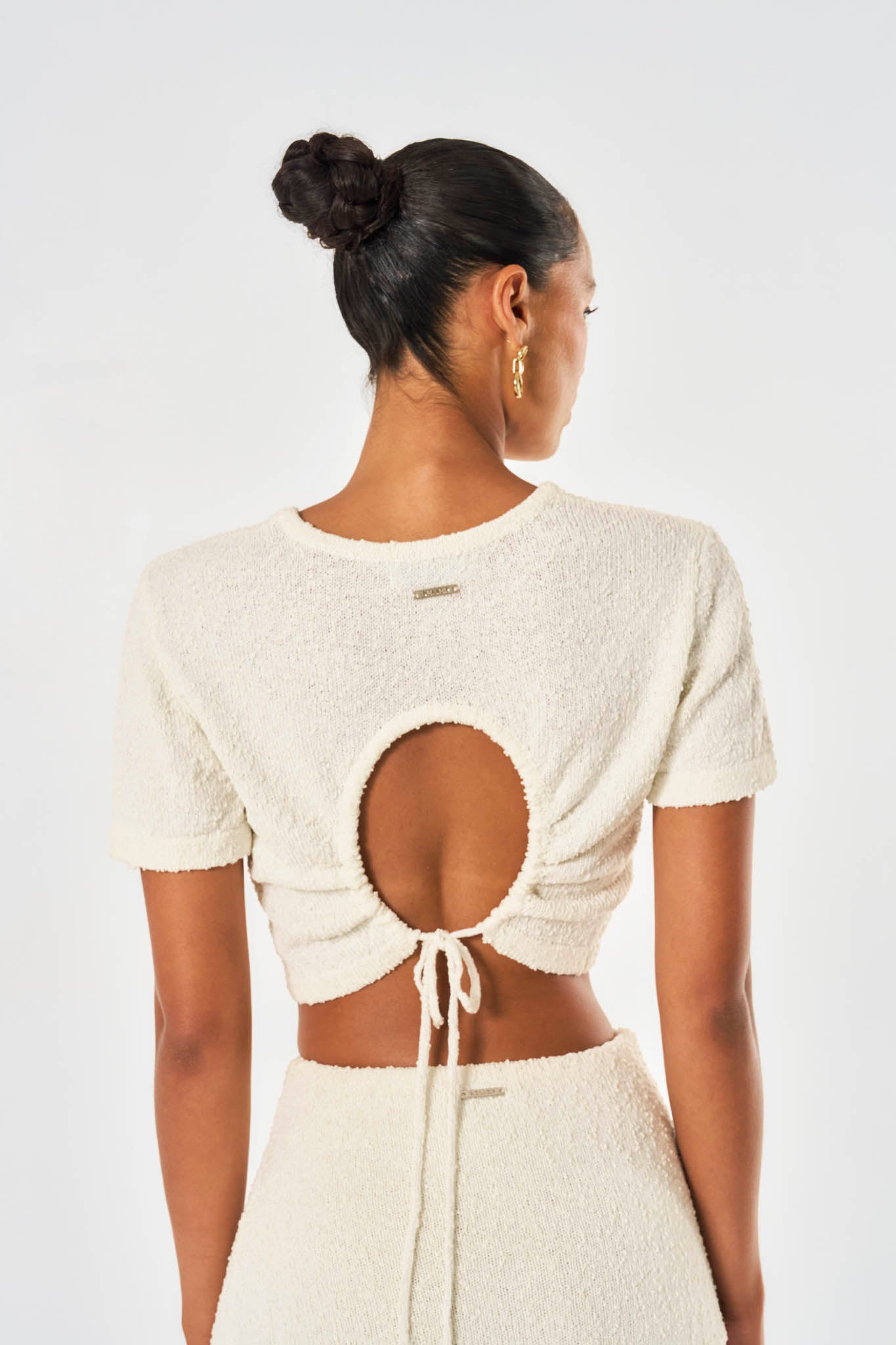 Clara Knit Open Back Top - Off White