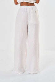 Amelia Wide Leg Linen Trouser - White