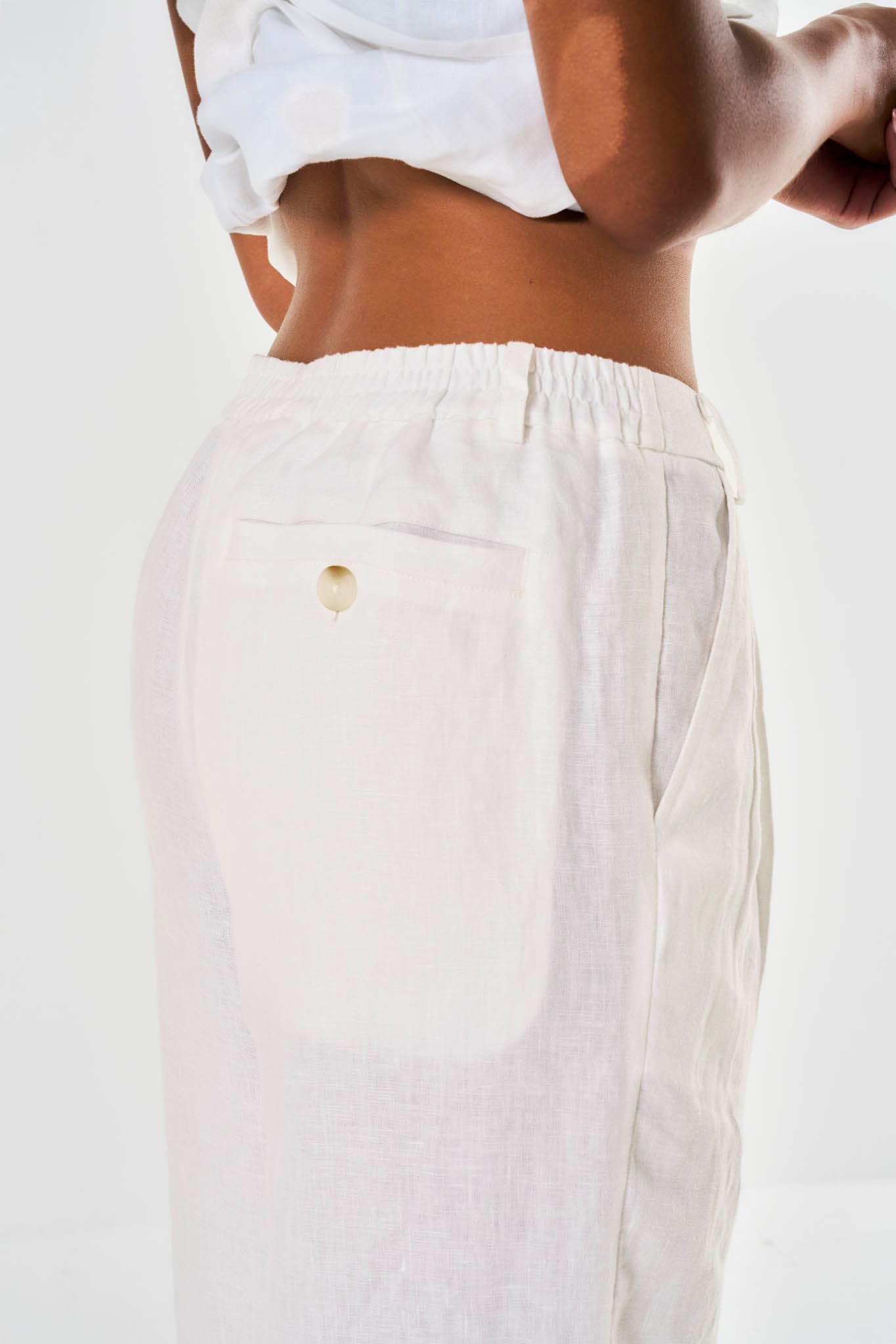 Amelia Wide Leg Linen Trouser - White