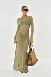 Isla Crochet Maxi Dress - Sage