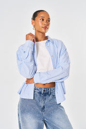 Freya Oversized Striped Shirt - Blue