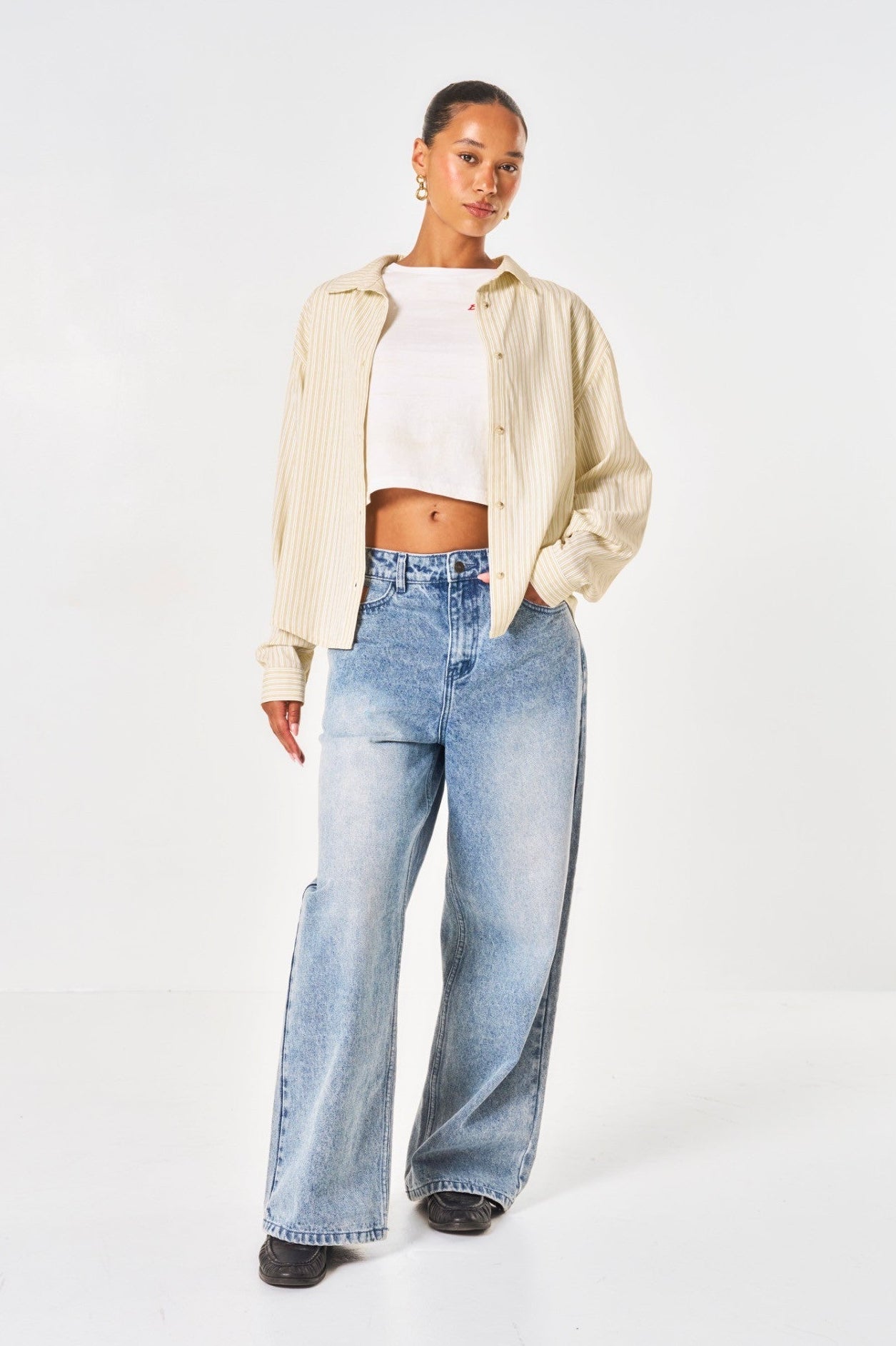 Freya Oversized Striped Shirt - Yellow
