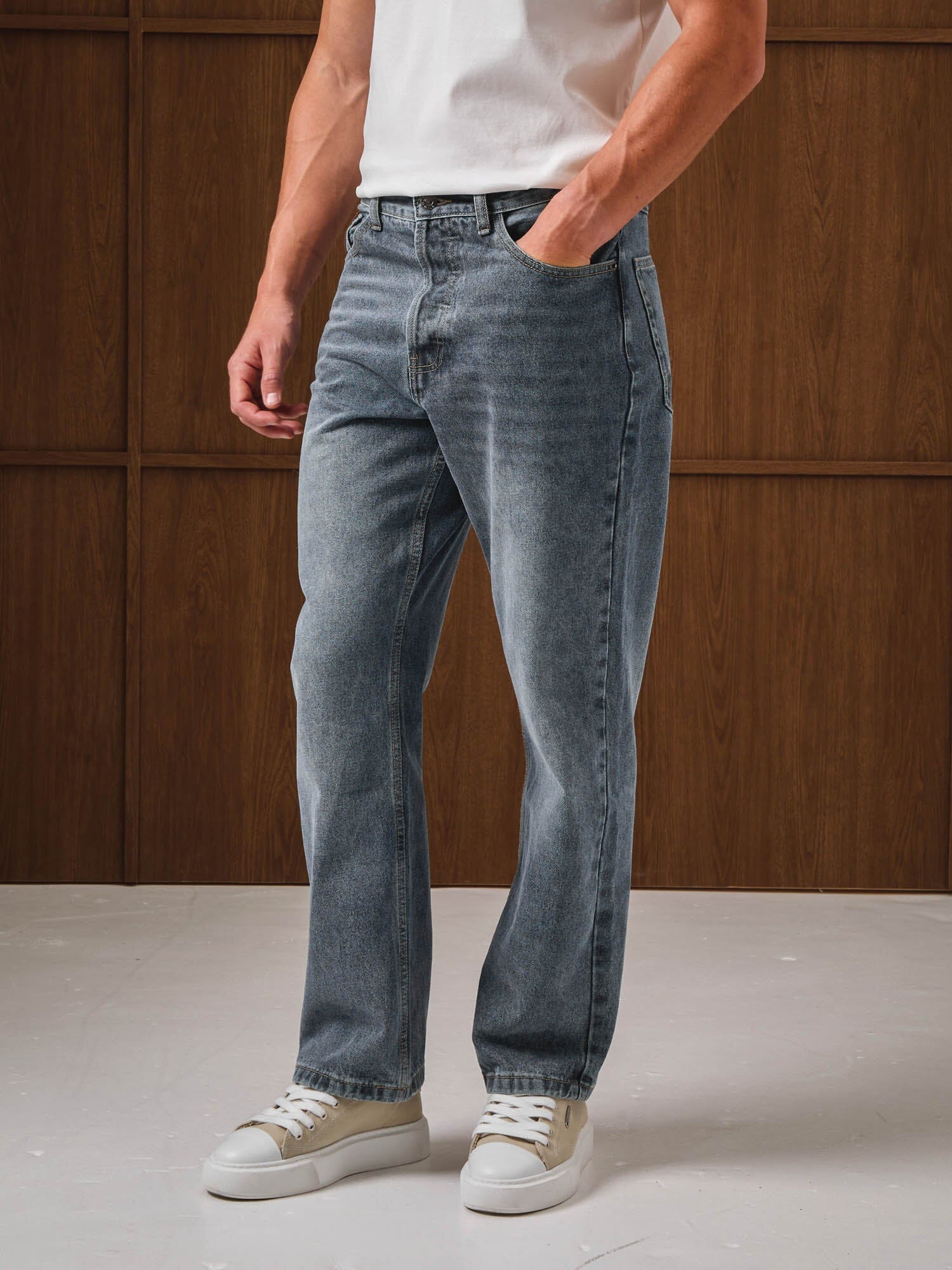 Blue Denim Jean with Embossed Pocket