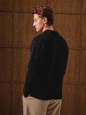 Black Knitted Open Collar Jumper