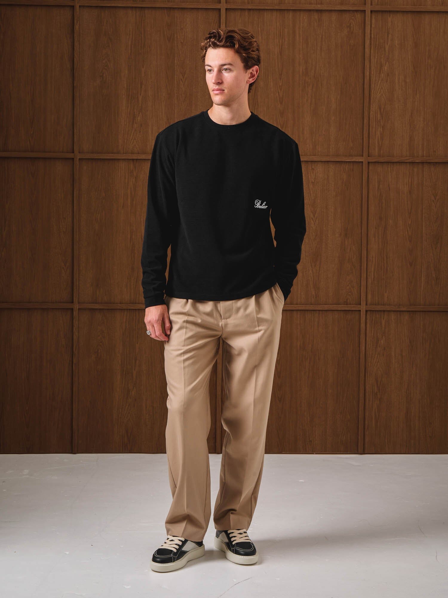 Black L/S Waffle T-Shirt