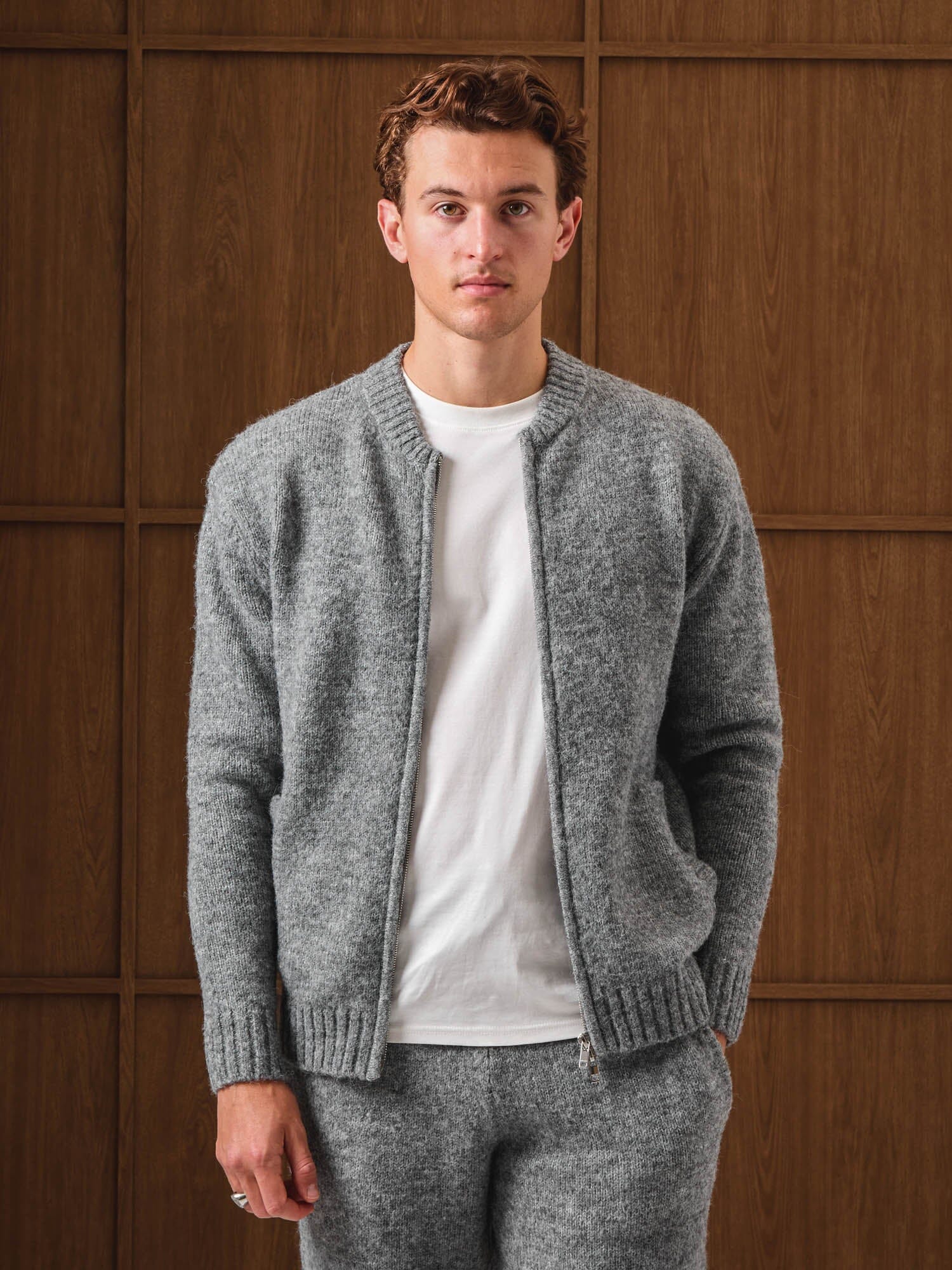 Grey Knitted Bomber