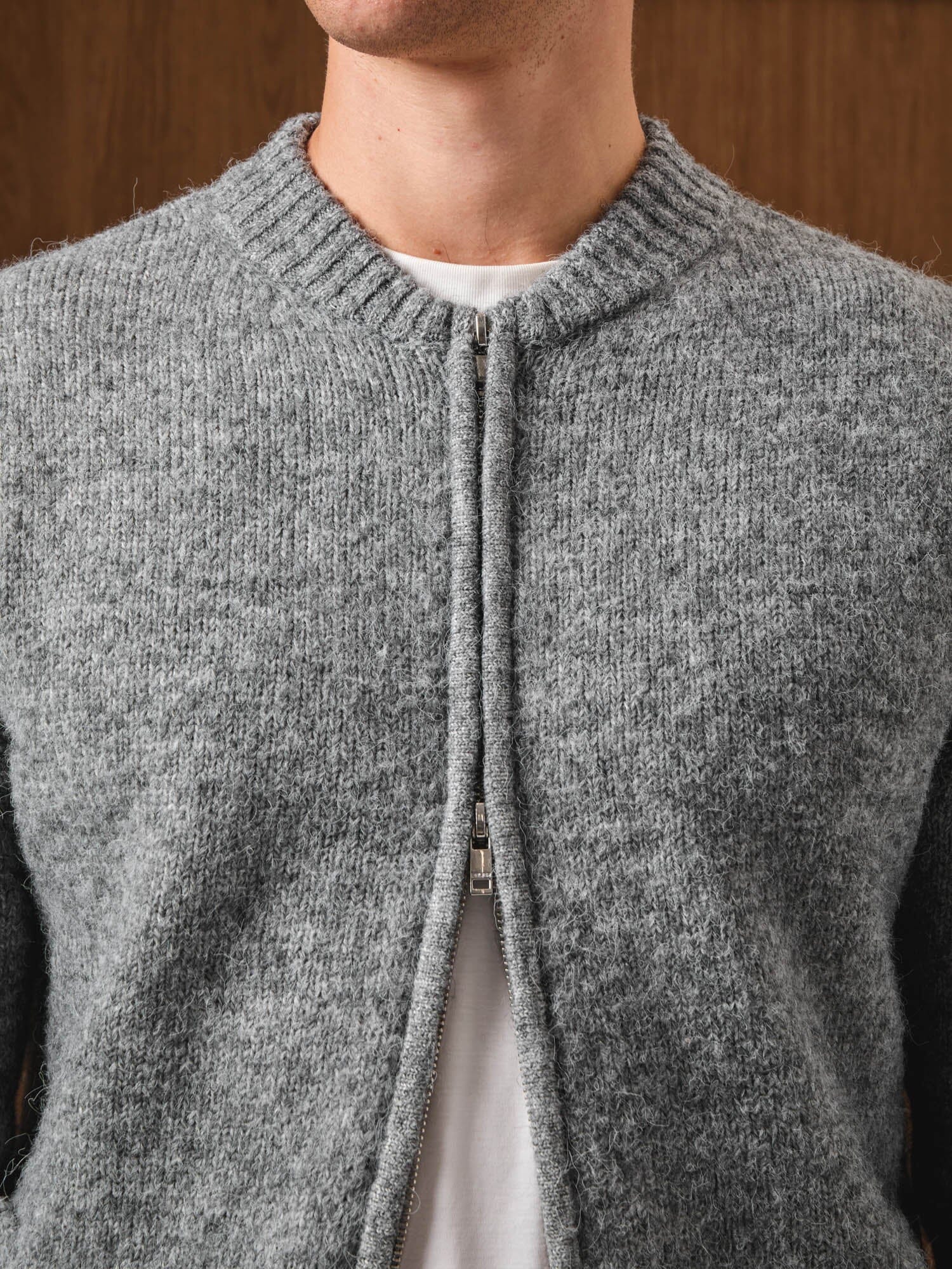 Grey Knitted Bomber