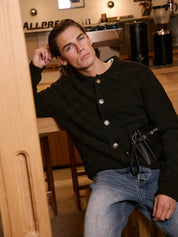 Black Basket Weave Knit Overshirt