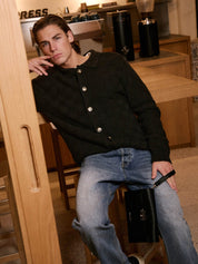 Black Basket Weave Knit Overshirt