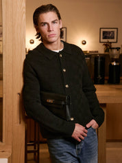 Black Basket Weave Knit Overshirt