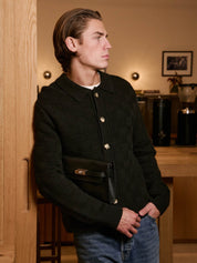 Black Basket Weave Knit Overshirt