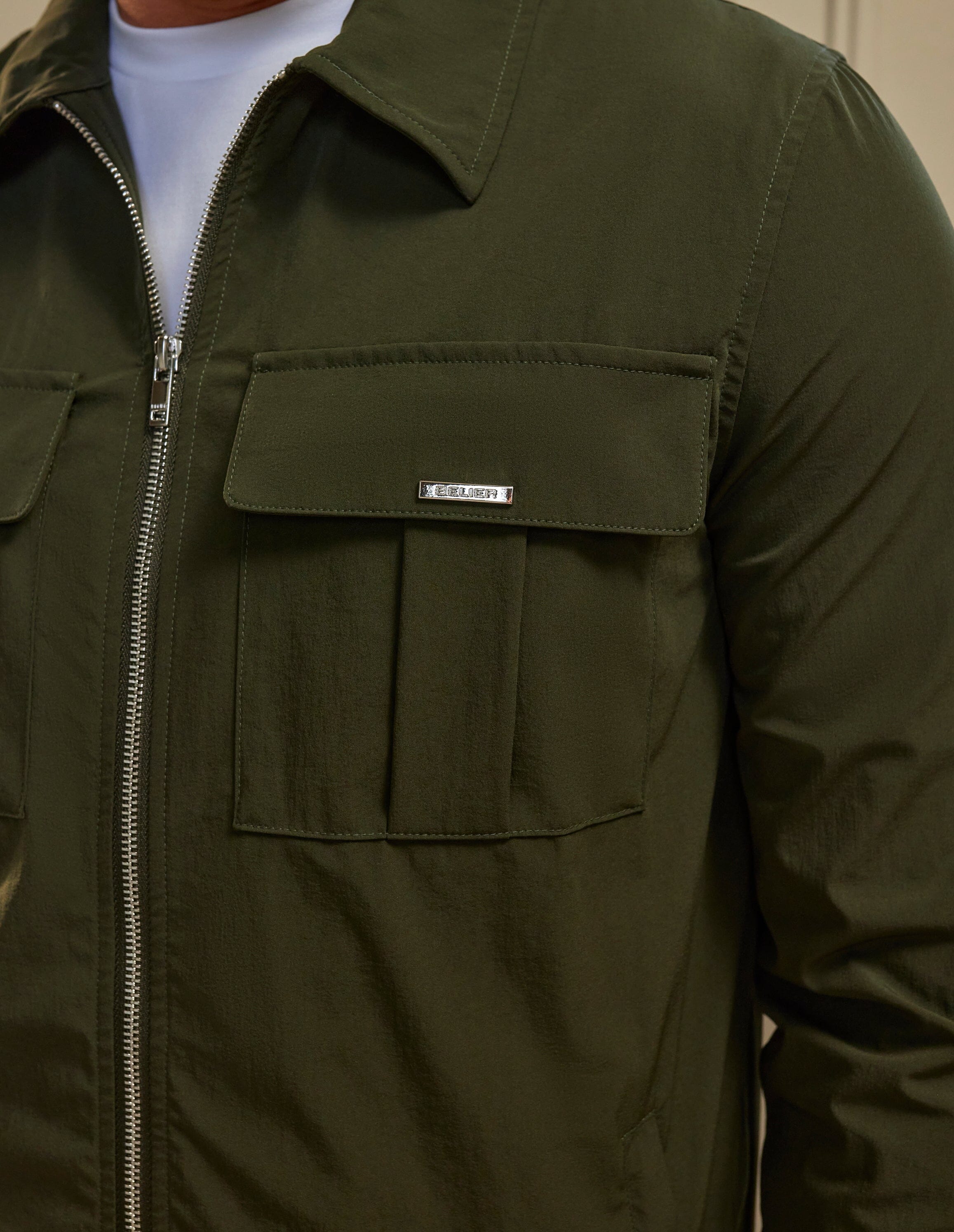 Olive Woven Pocket Overshirt