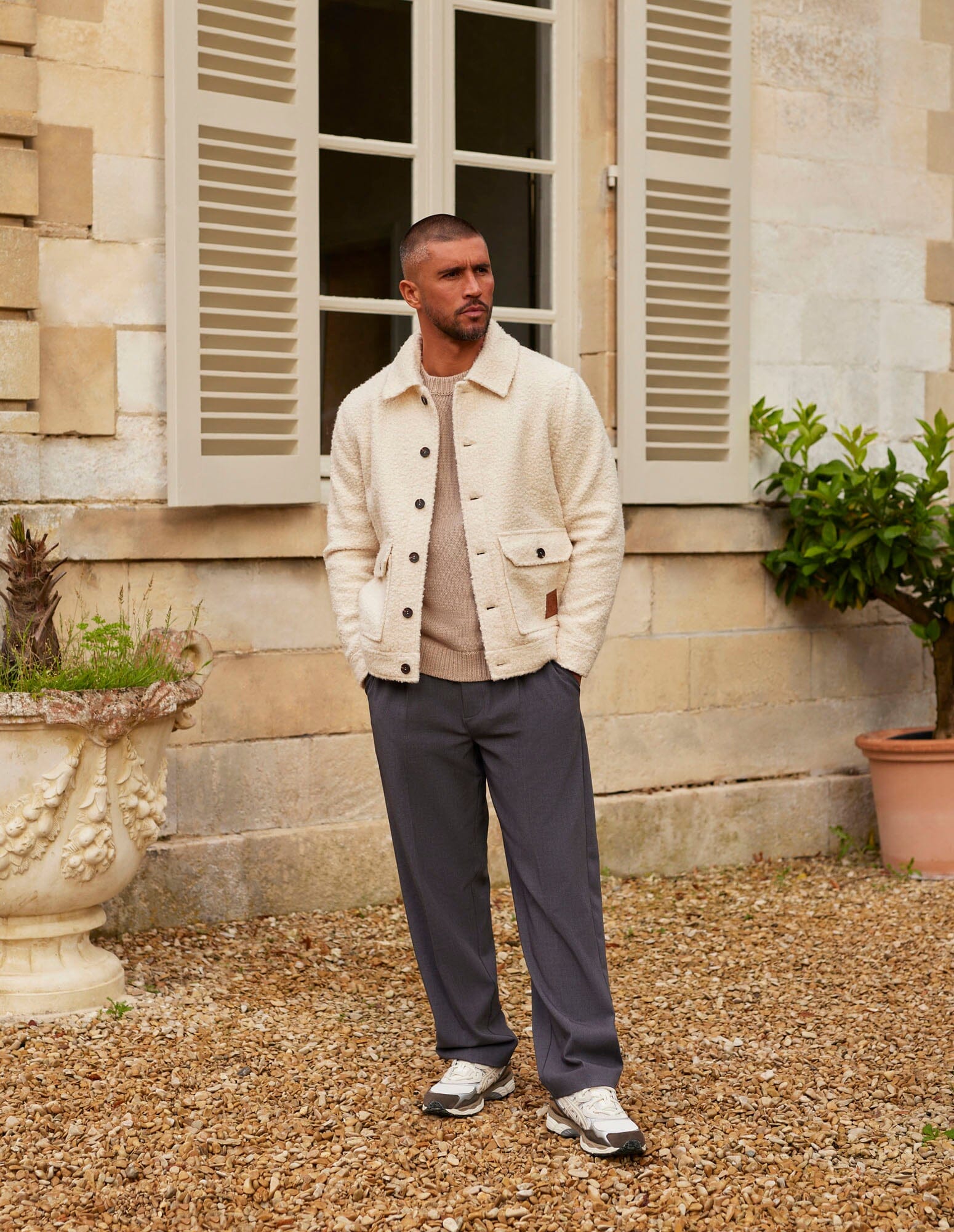 Ecru Boucle Wool Jacket