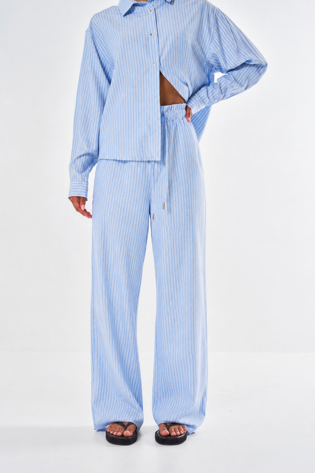 Freya Oversized Striped Trousers - Blue