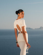 Clara Knit Open Back Top - Off White