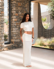 Clara Knitted Maxi Skirt With Folded Waist - Off White