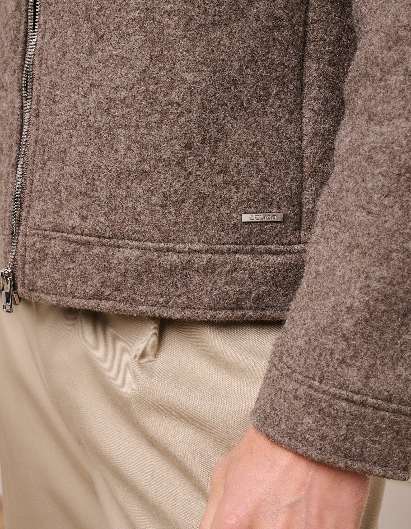 Brown Marl Wool Zip Jacket