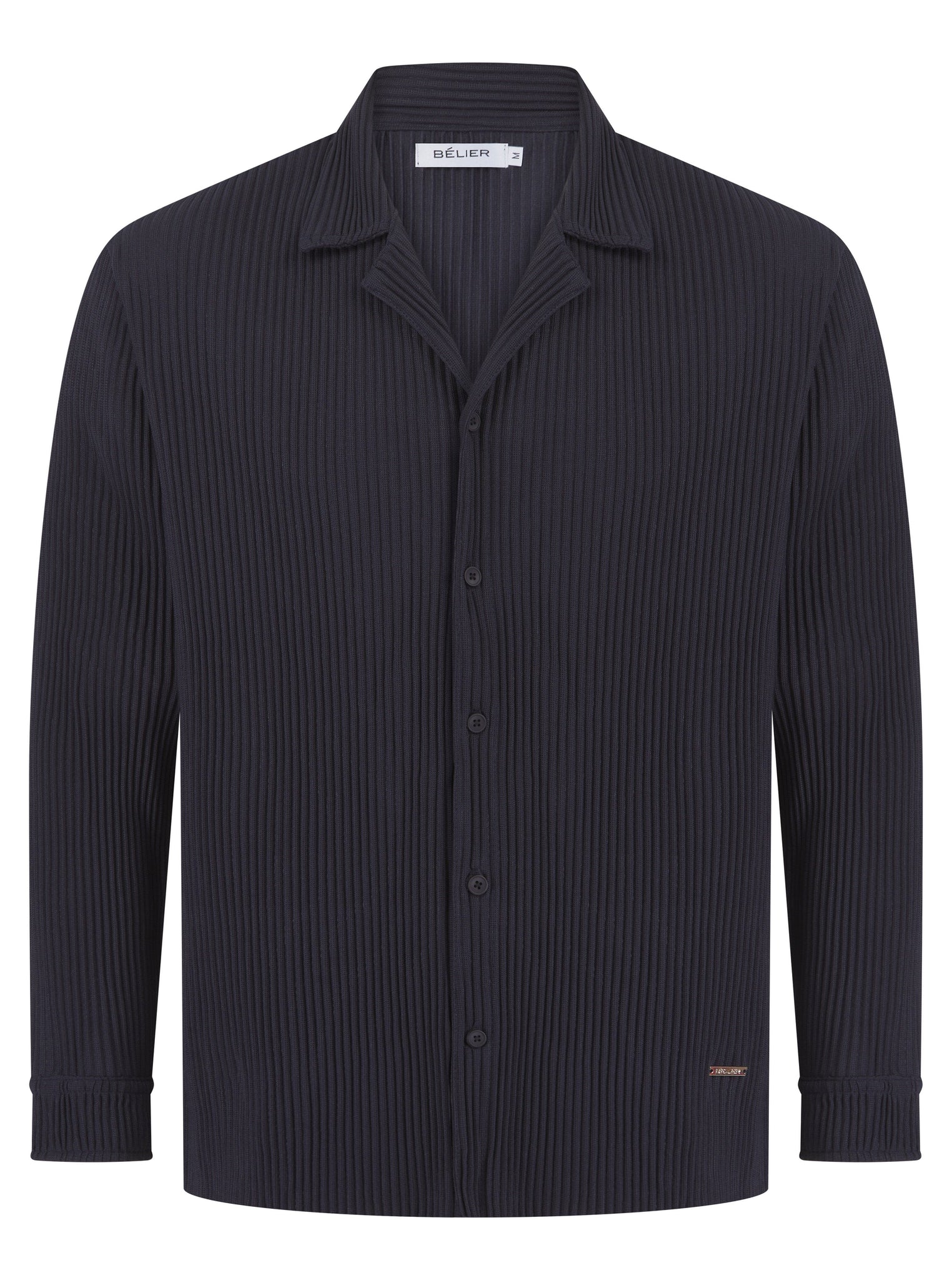 Navy Pleated L/S Shirt
