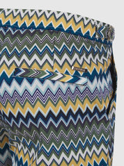 Yellow/Green/Blue Zag Print Swim Short