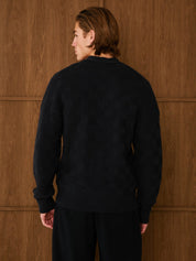 Navy Basket Weave Knit Cardigan