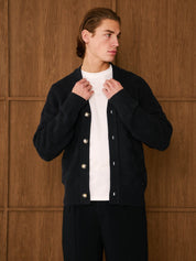 Navy Basket Weave Knit Cardigan