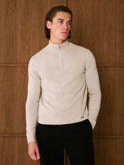 Pebble Knit Half Zip Funnel Neck