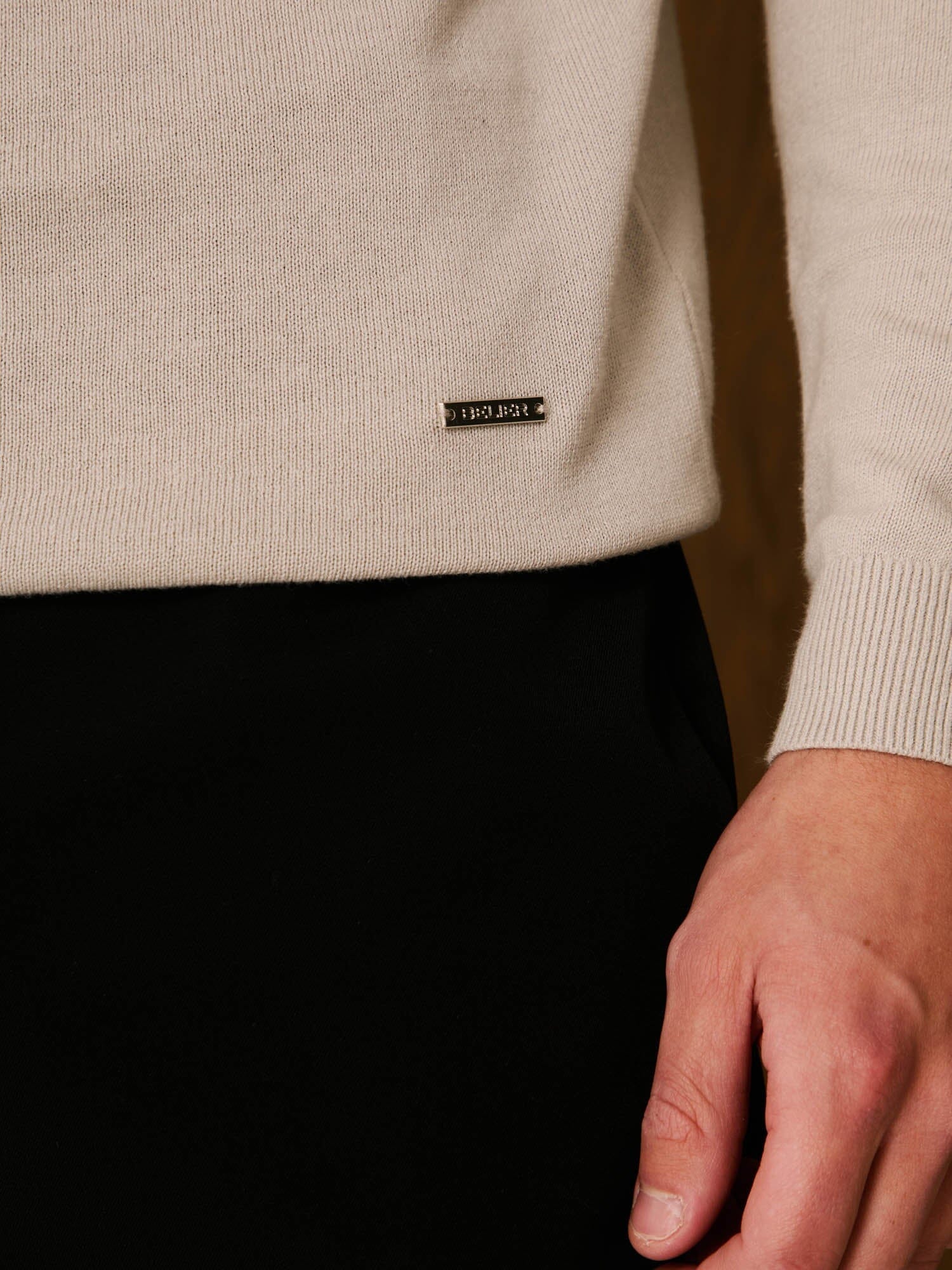 Pebble Knit Half Zip Funnel Neck