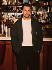 Green Heavyweight Knit Rib Cardigan