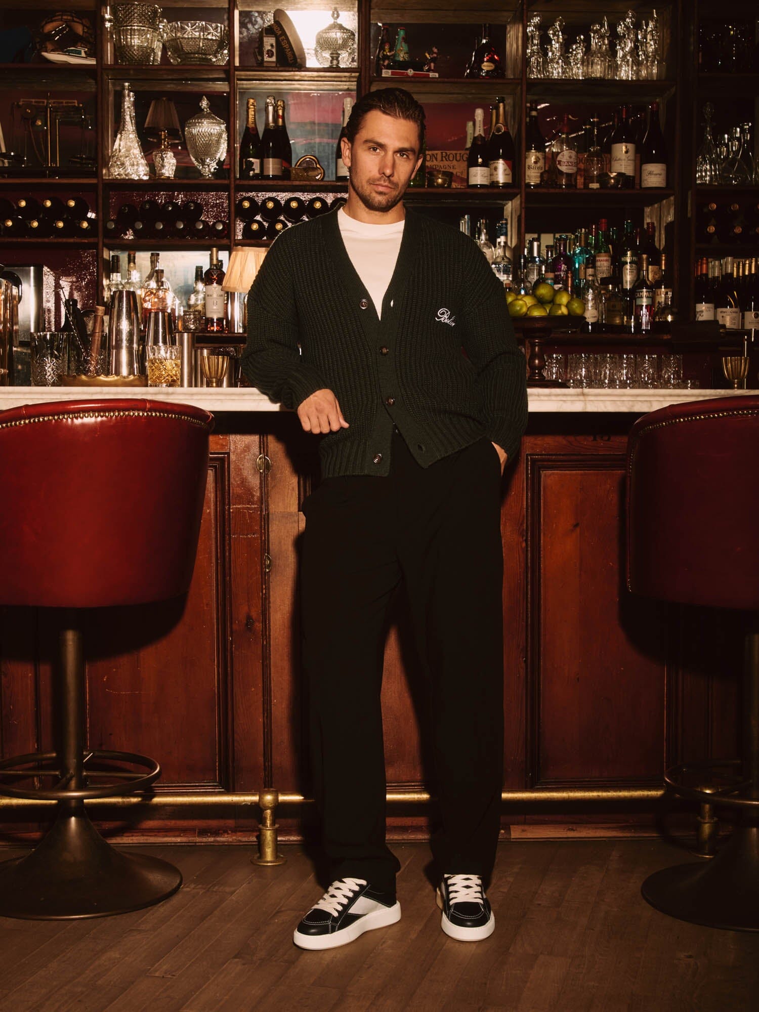 Green Heavyweight Knit Rib Cardigan