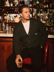 Green Heavyweight Knit Rib Cardigan