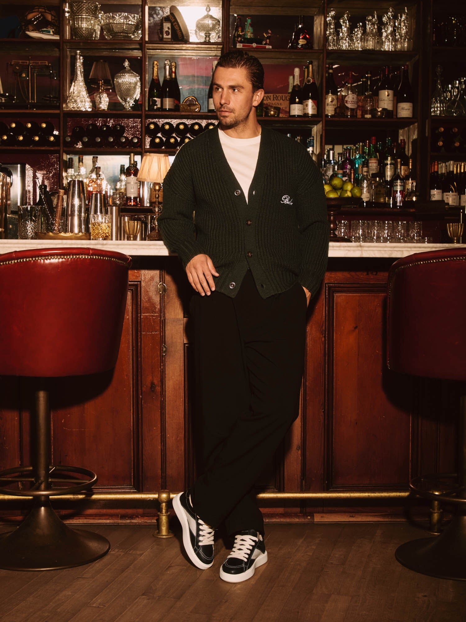 Green Heavyweight Knit Rib Cardigan