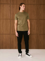 Olive Crest Logo Embroidered Mercerised T-Shirt