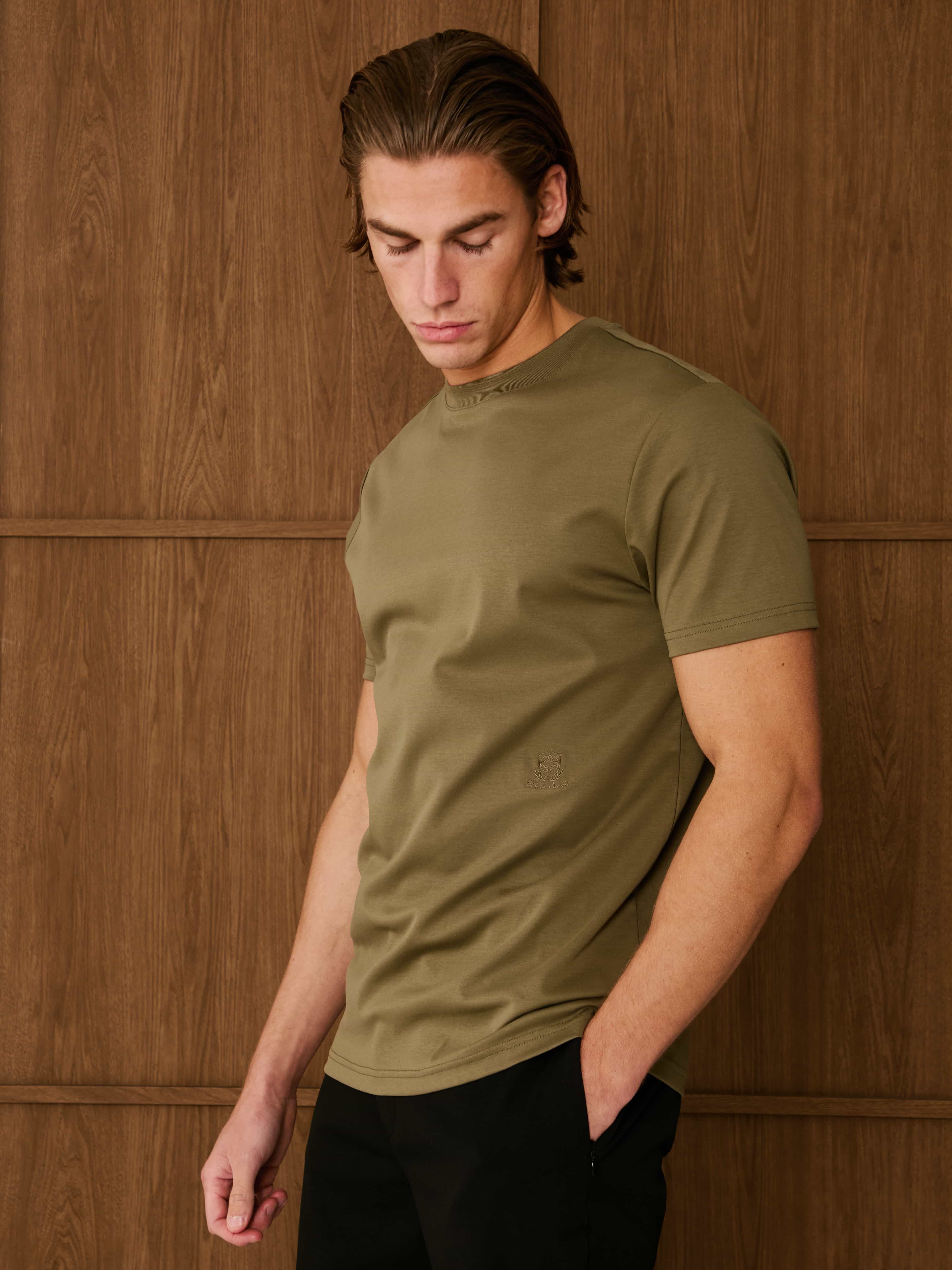 Olive Crest Logo Embroidered Mercerised T-Shirt