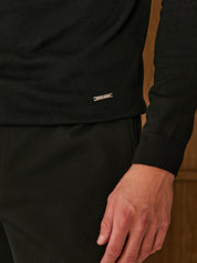 Black Knit Half Zip Funnel Neck
