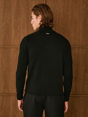 Black Knit Half Zip Funnel Neck