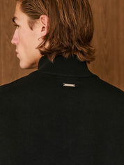 Black Knit Half Zip Funnel Neck