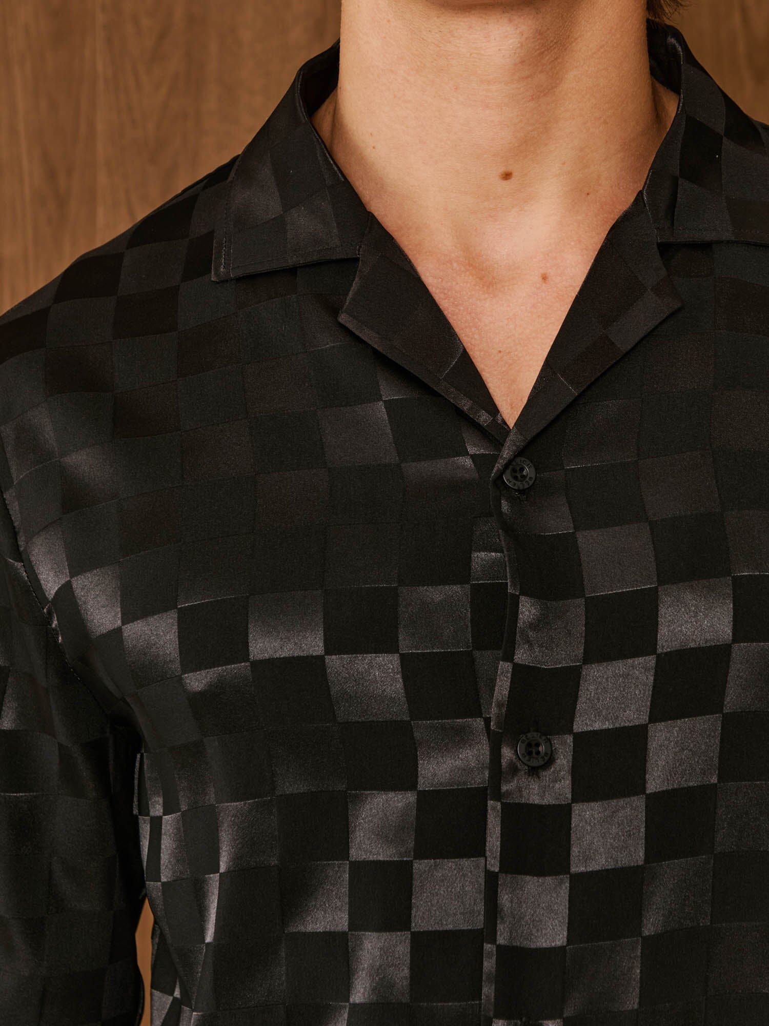 Black Jacquard Square Shirt
